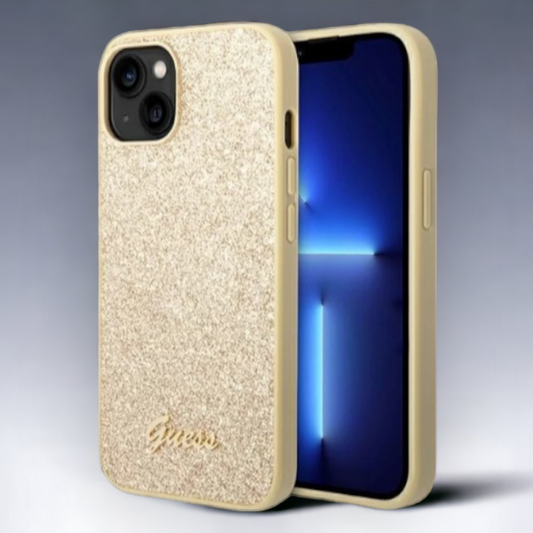 Ovitek za Guess "Glitter Gold" za iPhone 14 Plus/ 15 Plus (GUHCP14MHGGSHD) – Zlata / PC + TPU silikon