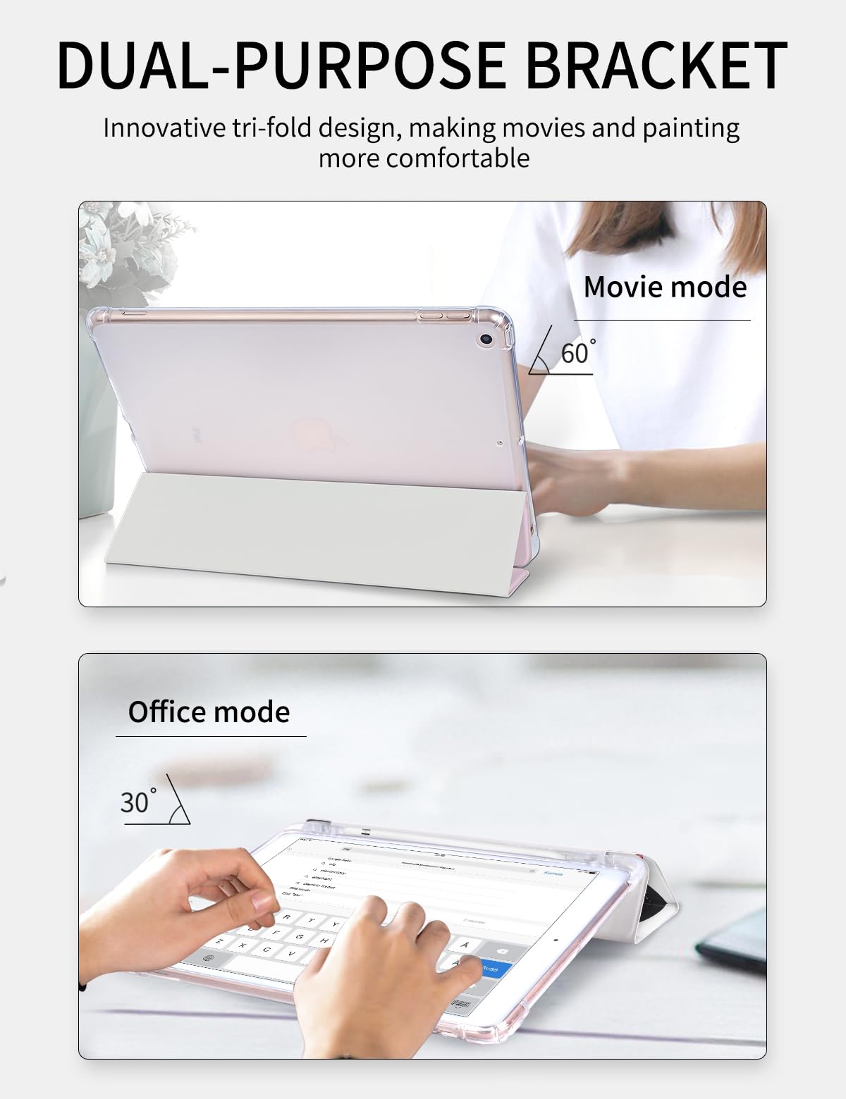 Ovitek za iPad 10.2 (9./8./7. Generacija) z Držalom za Pisalo, Samodejno Prebujanje/Spanje, Roza Vzorec Duhca