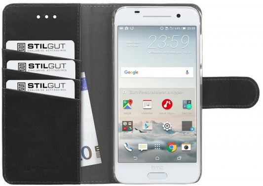 StilGut preklopna torbica “Talis” za HTC One A9 – funkcija stojala, denarnica, črna