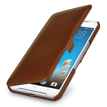 StilGut kožna preklopna futrola "Book Type" za HTC One X9 – konjak smeđa, sa kopčom