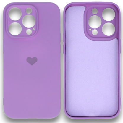 Silikonski ovitek "Heart" za iPhone 14 Pro Max - Vijolična – Vennus