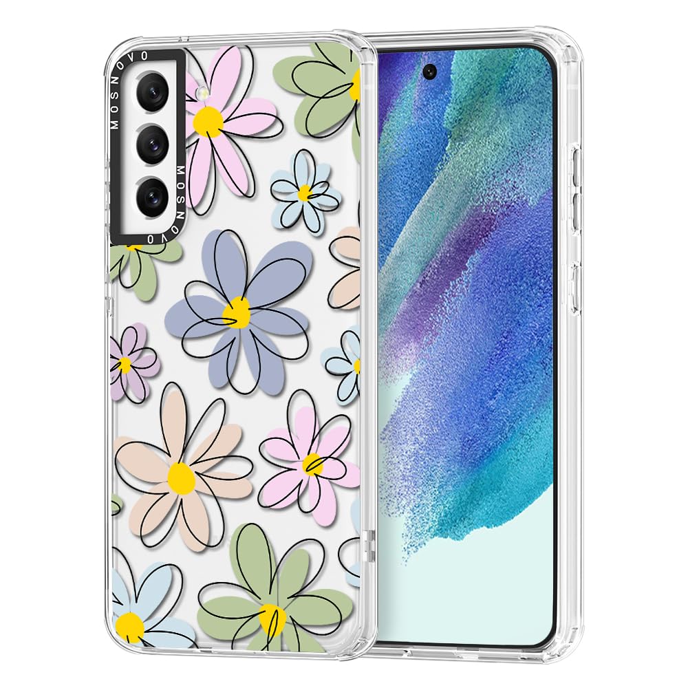 Ovitek MOSNOVO za Samsung Galaxy S24 Ultra Linear Flowers, minimalističen linearni cvetlični dizajn z učinkovito zaščito telefona