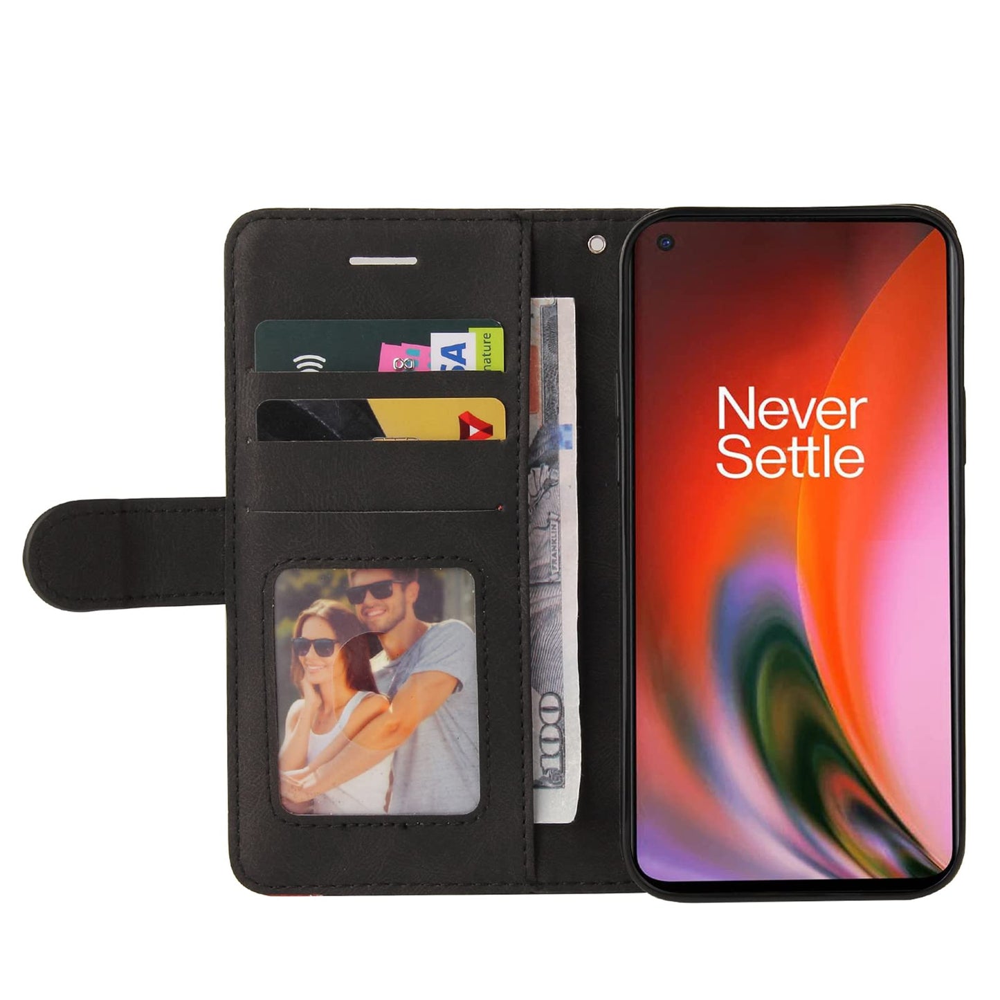 Preklopna torbica za OnePlus Nord 2 5G iz umetnega usnja – črna