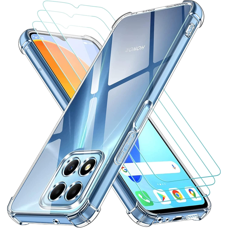 Ovitek za telefon + 2x zaščitno steklo "Ivoler" Honor X6a – Infostyle – Prozorna
