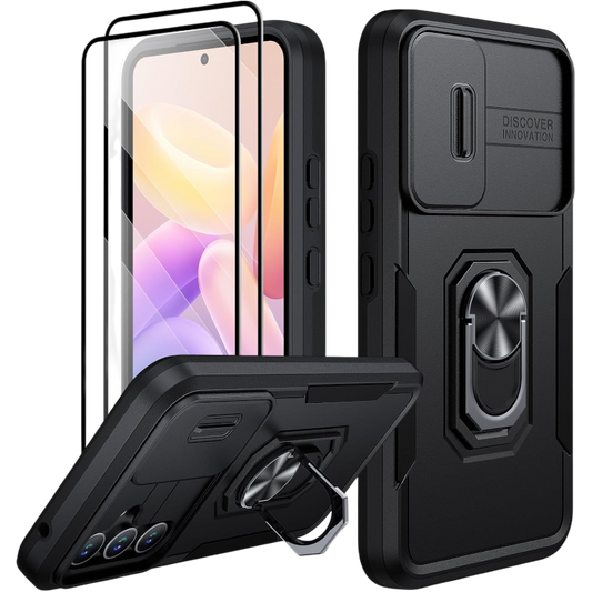 Ovitek za telefon + zaščitno steklo "AOUIA Ring" Samsung Galaxy A54 – Infostyle – Črna