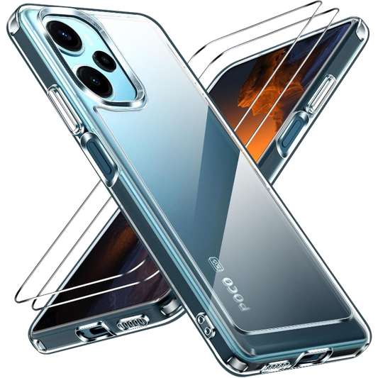 Ovitek za telefon + zaščitno steklo "Ivoler" Xiaomi Poco F5 – Infostyle – Prozorna