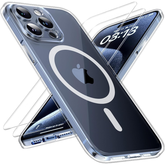 Komplet ovitek + 2 zaščitni stekli za iPhone 15 Pro – Tocol – Prozorna