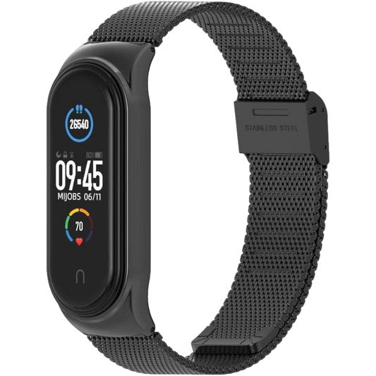 Pašček za pametno zapestnico z okvirjem "Metal" Xiaomi Mi Band 6/5/4/3 – Infostyle – Črna