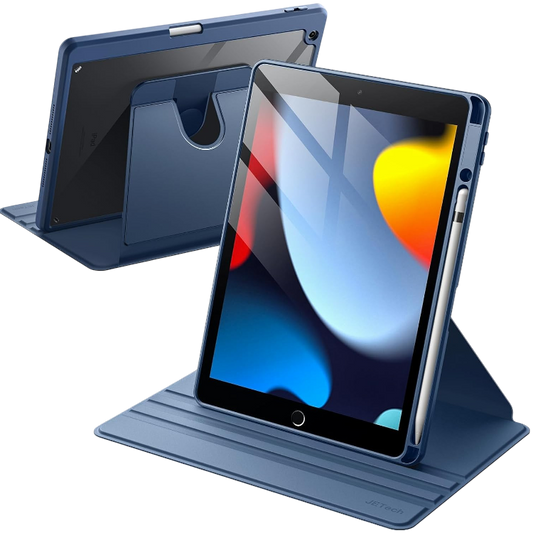 Vrtljiv ovitek za tablico z držalom za svinčnik "JETech" iPad 9/8/7 10.2" – Infostyle – Modra