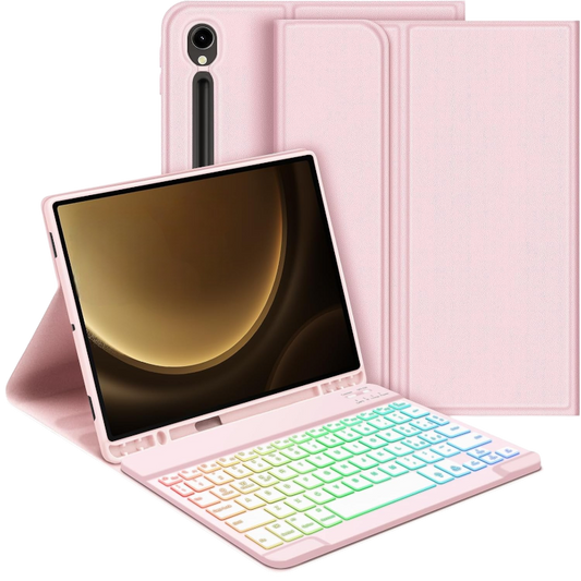 Ovitek za tablico s priloženo tipkovnico "GOOJODOQ" Samsung Galaxy TAB S9 Plus – Infostyle – Roza