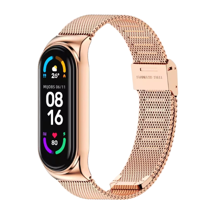 Pašček za uro z okvirjem "Milanese Style" Amazfit Band 5 – Infostyle – Roza