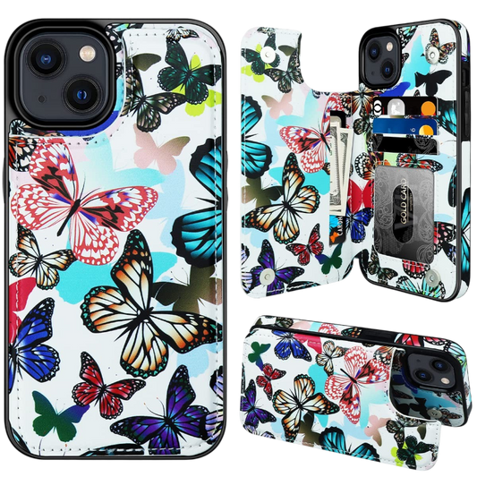 Ovitek za telefon s predalom za kartice "Butterfly" iPhone 14 – Infostyle