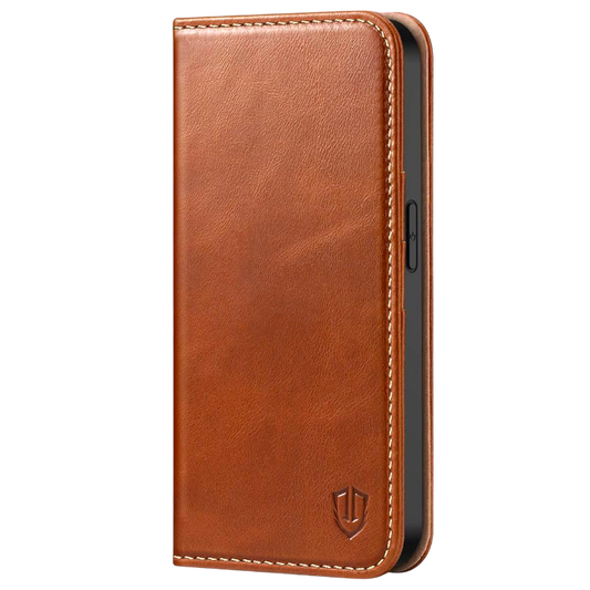 Preklopna torbica "Leather" iPhone 14 Pro – Infostyle – Rjava