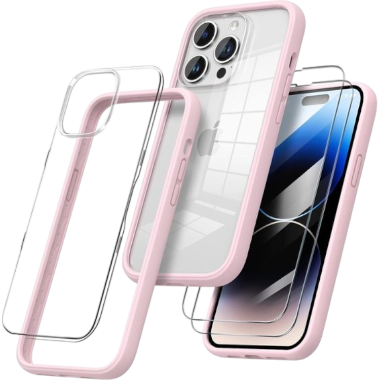 Komplet zaščitni ovitek + 2x zaščitno steklo "ORNARTO" iPhone 14 – Infostyle – Roza