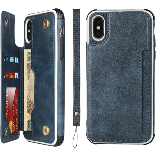 Ovitek za telefon z žepi za kartice "Leather" iPhone X/XS – Infostyle – Modra