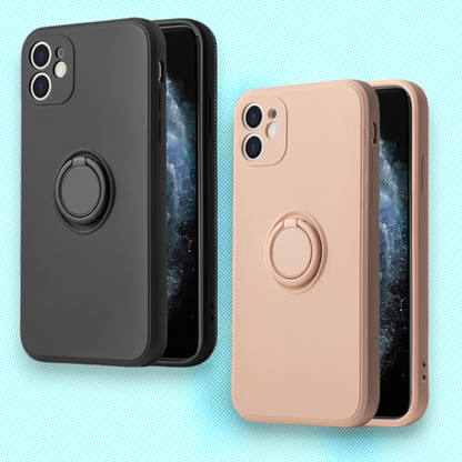 Silikonski ovitek "Silicone Ring" z držalom za iPhone 13 – Vennus – Svetlo roza / TPU silikon