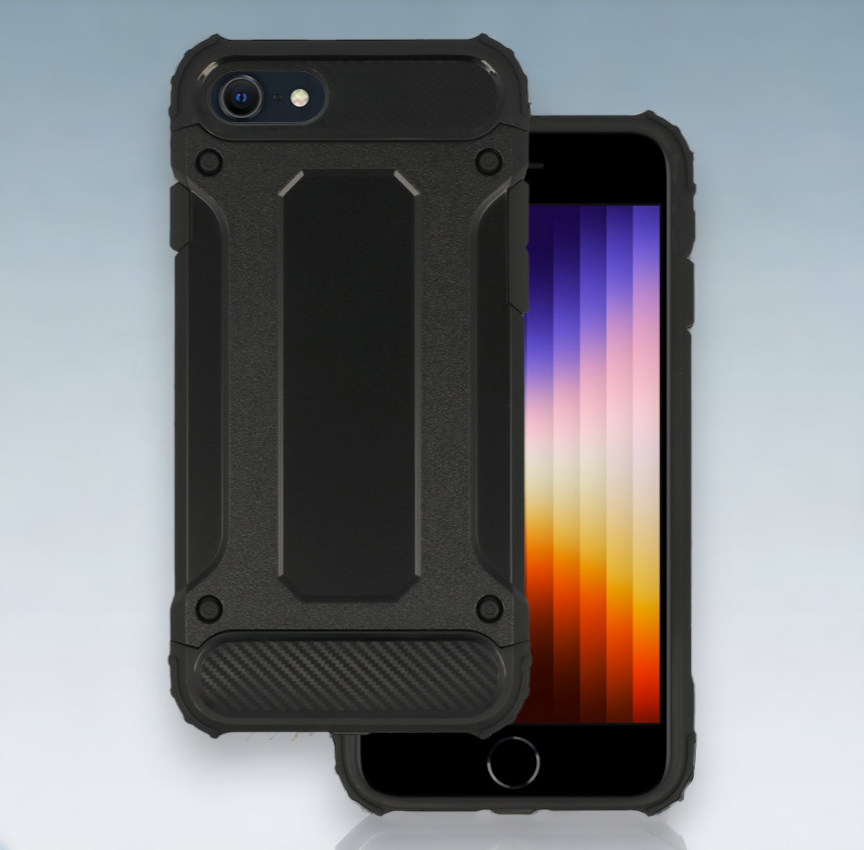 Silikonski ovitek "armor carbon" za iPhone 7 / 8 - Črna – Infostyle – Črna / PC + TPU silikon