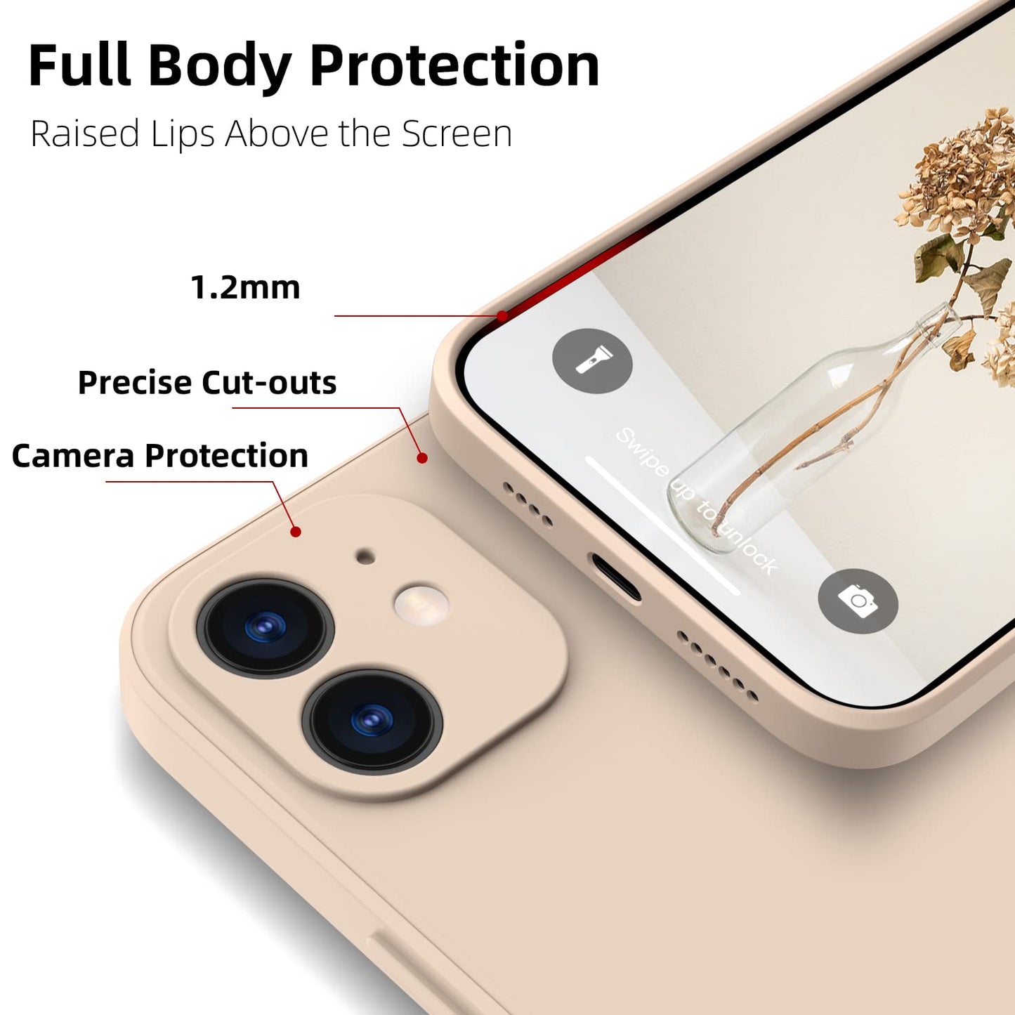 ElestBela silikonska maska za iPhone 12 – ultra tanka zaštitna maska s mikrovlaknima (kaki)