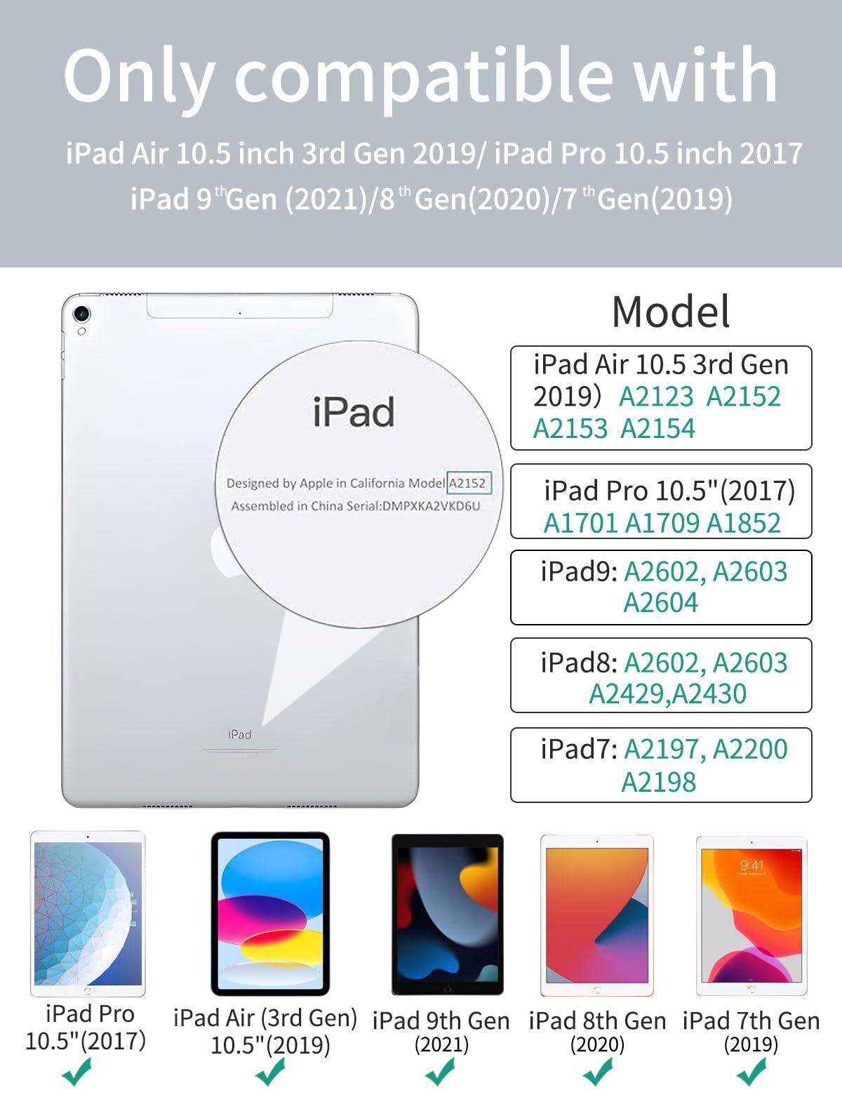 Ovitek za iPad 10.2 (9./8./7. Generacija) / iPad Air 3 / iPad Pro 10.5 z Držalom za Pisalo, Bel Karo Vzorec