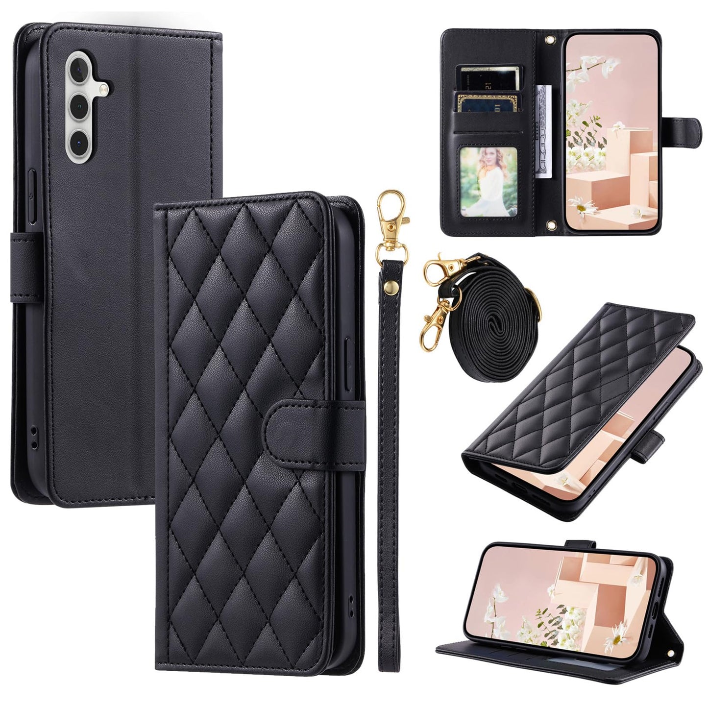 Preklopna torbica s paščkom za Samsung Galaxy S25 Ultra - črna: Mandala preklopna torbica s paščkom Samsung Galaxy S25 Ultra črna
