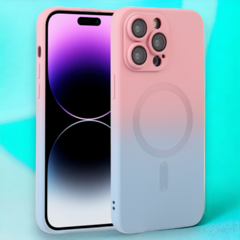 Silikonski ovitek "Rainbow Mag" s tehnologijo MagSafe za iPhone 14 Pro – Infostyle – Svetlo modra / TPU silikon