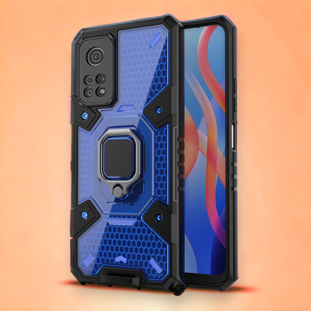 Silikonski ovitek "Honeycomb armor ring" za Xiaomi Poco M4 Pro 5G – Infostyle – Vijolična / PC + TPU silikon