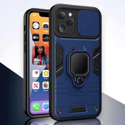 Silikonski ovitek "ring lens" za iPhone 13 Pro Max – Infostyle – Rdeča / PC + TPU silikon