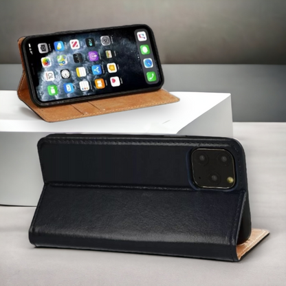 Preklopna torbica "special" za Xiaomi Redmi Note 11 Pro 4G / 5G – Infostyle – Temno modra / Naravno usnje + TPU silikon