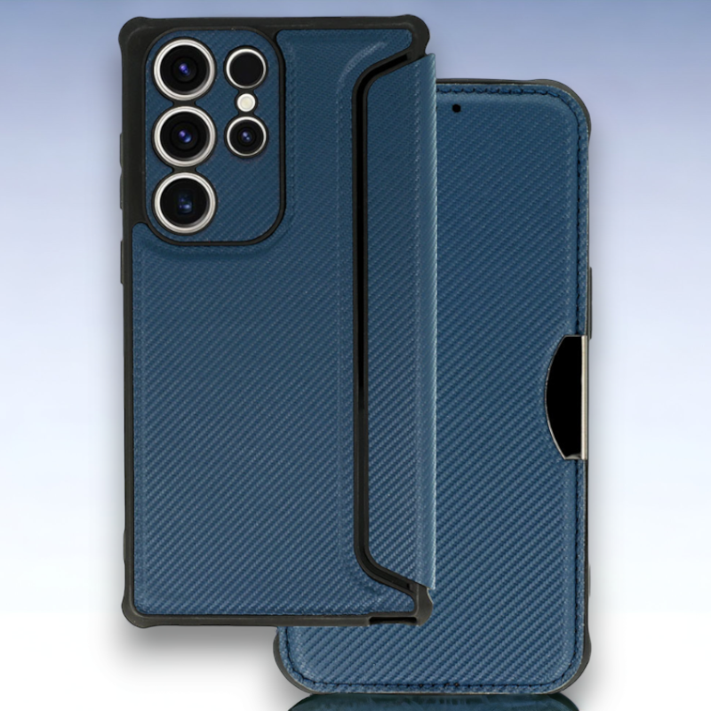 Preklopna torbica "razor" za Samsung Galaxy S23 Ultra – Infostyle – Črna / Ekološko usnje + TPU silikon
