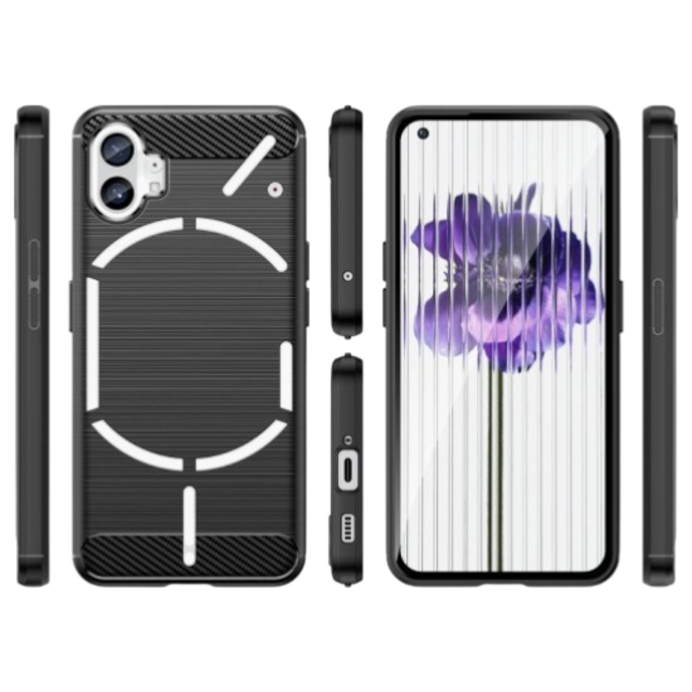 Ovitek carbon za Nothing Phone 1 črna zaščitni etui

