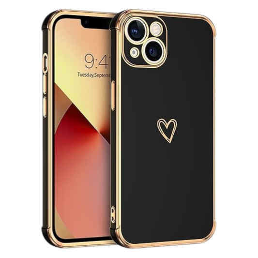 Ovitek Goldheart za iPhone 13 črn zaščitni etui z motivom srca