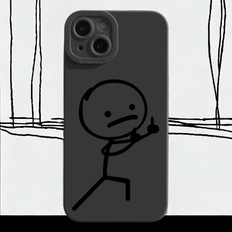 Humoristični ovitek za iPhone 14 Pro z ilustriranim likom v več barvah - črn1