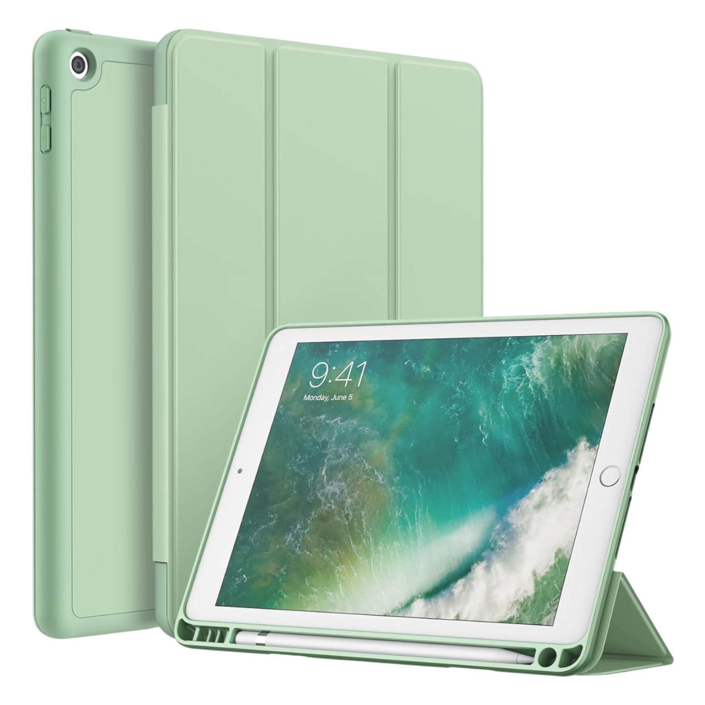 JETech ovitek za iPad 9.7 2017 2018 z držalom za svinčnik matcha zelena zaščitna torbica

