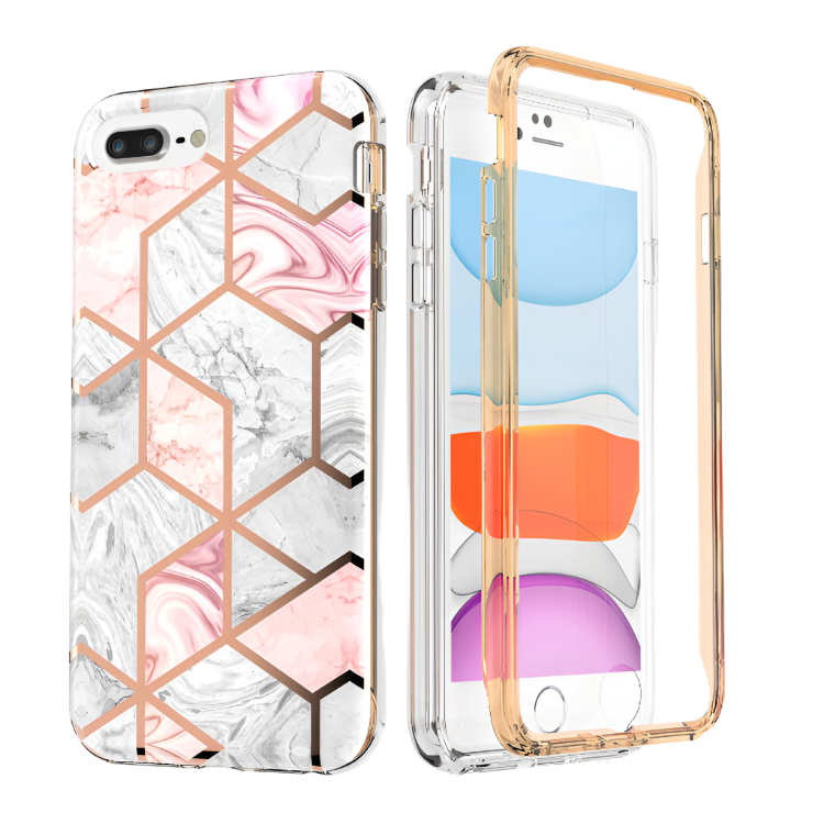 Ovitek za telefon "UEBAI marble" iPhone 7 Plus/iPhone 8 Plus z zaščito 360 – Roza