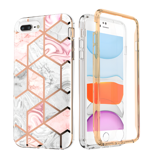 Ovitek za telefon "UEBAI marble" iPhone 7 Plus/iPhone 8 Plus z zaščito 360 – Roza