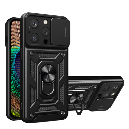 Ovitek za telefon z ringom "Yiscase" iPhone 15 Pro – Črna