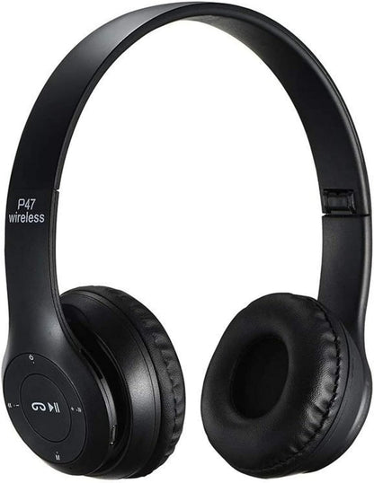 P47 Super Bass bežične sklopive Bluetooth slušalice s mikrofonom – crne