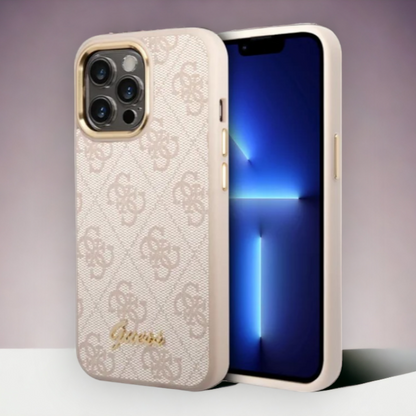 Ovitek Guess "Vintage pink" za iPhone 14 Pro (GUHCP14LHG4SHP) – Svetlo roza / PC + TPU silikon
