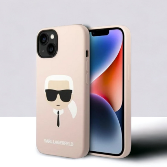 Ovitek Karl Lagerfeld "Karl's Head - pink " za iPhone 13/14/15 (KLHCP14SSLKHLP) – Svetlo roza / TPU silikon