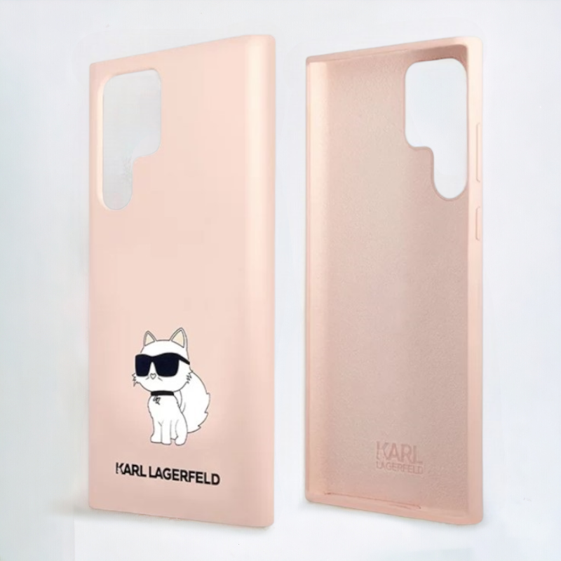 Ovitek Karl Lagerfeld "Choupette - silicon pink" za Samsung Galaxy S23 Ultra (KLHCS23LSNCHBCP)