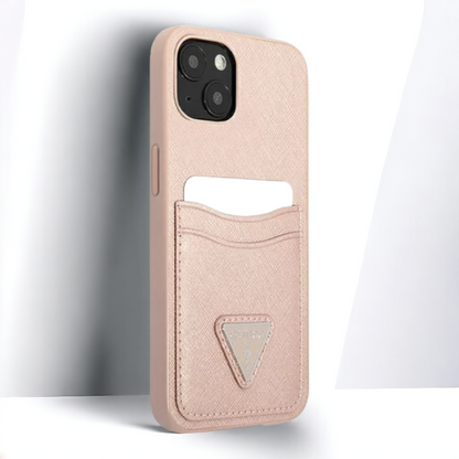 Ovitek Guess "Saffiano Triangle Logo" za iPhone 13 Mini - roza (GUHCP13SPSATPP)
