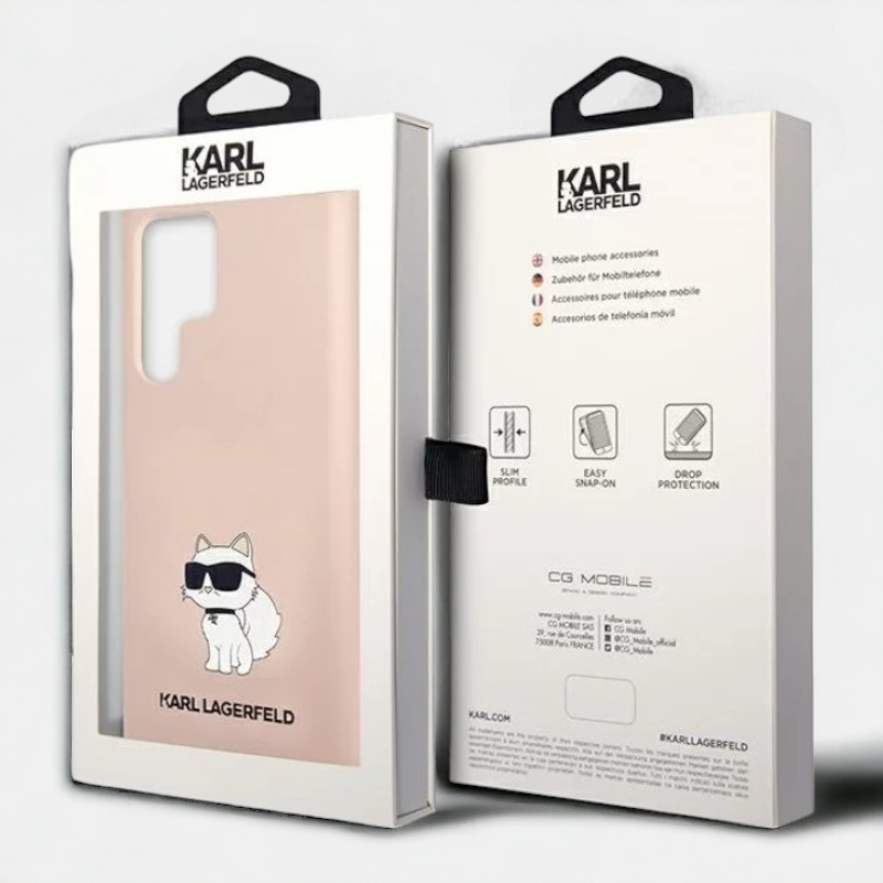 Ovitek Karl Lagerfeld "Choupette - silicon pink" za Samsung Galaxy S23 Ultra (KLHCS23LSNCHBCP)