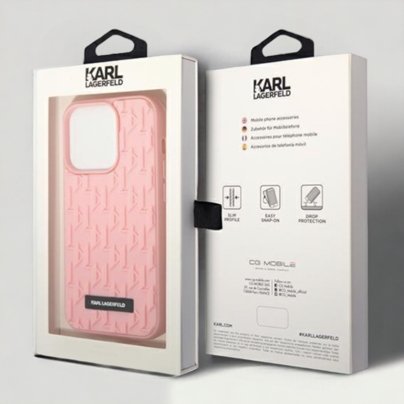 Ovitek Karl Lagerfeld "3D monogram - pink " za iPhone 13/14/15 (KLHCP14SRUPKLPP)