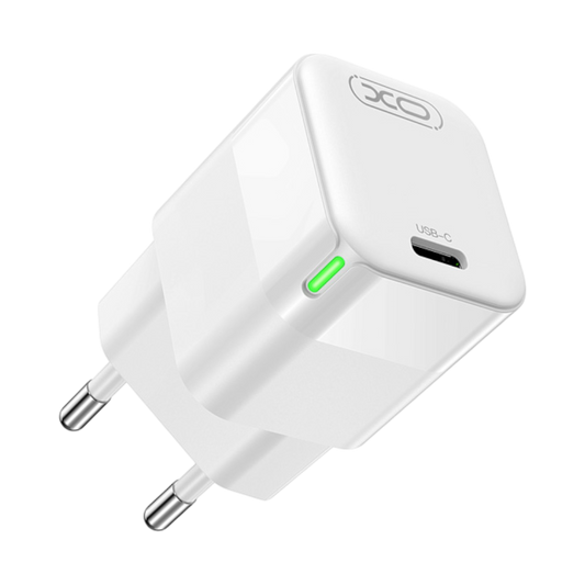 Stenski polnilec "XO" USB-C – Bela