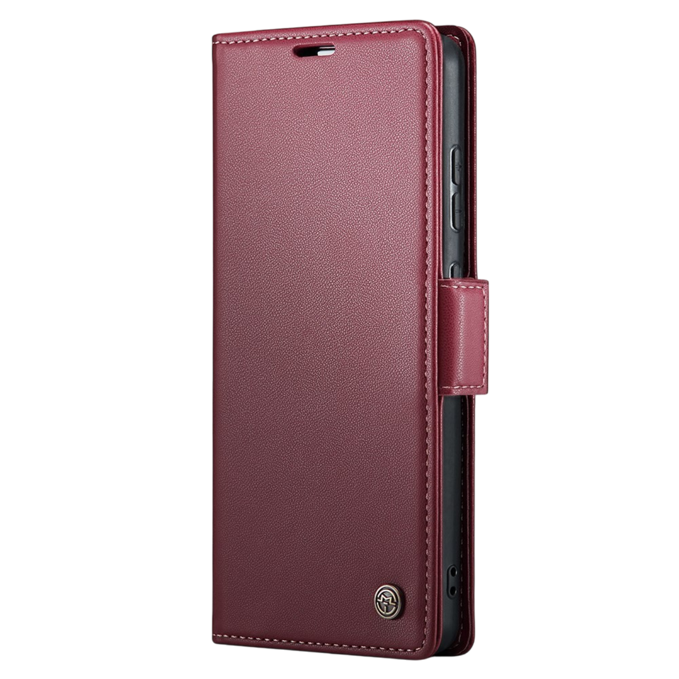 Preklopna torbica za iPhone 14 bordo rdeča zaščitni etui z magnetnim zapiranjem in prostorom za kartice