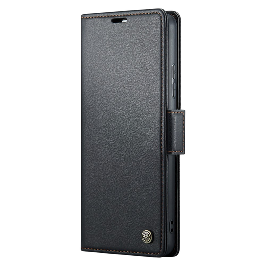 Preklopna torbica za iPhone 14 črna zaščitni etui z magnetnim zapiranjem in prostorom za kartice