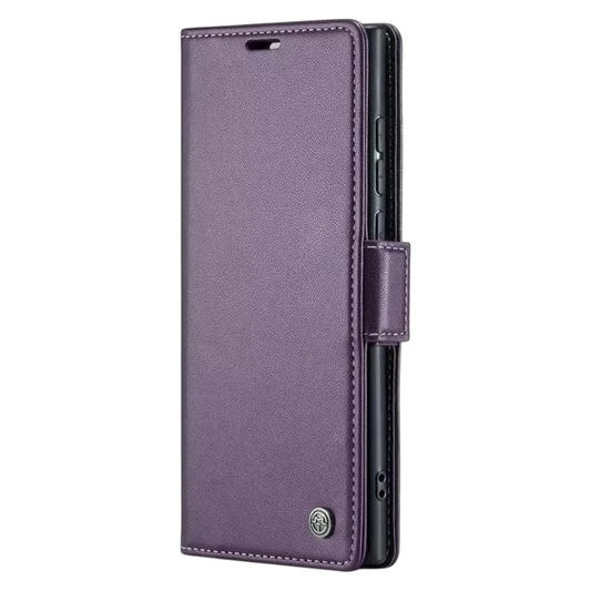 Preklopna torbica za iPhone 15 vijolična zaščitni etui z magnetnim zapiranjem in prostorom za kartice
