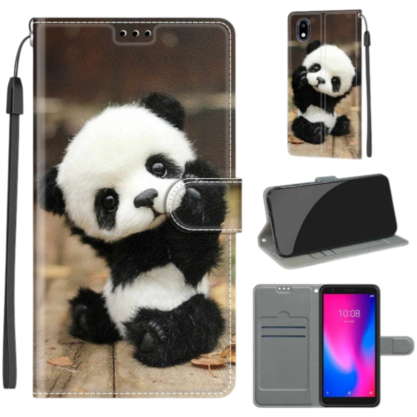 Preklopna torbica Panda za ZTE Blade A3 2020 – zaščitni etui z motivom pande