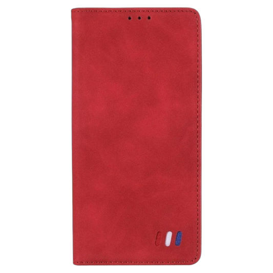 Rdeča semiš preklopna torbica za Samsung Galaxy S10 – zaščitni etui

