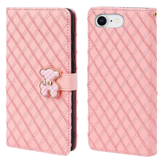 Preklopna torbica Teddy Bear za iPhone 7 / 8 / SE 2020 – ružičasta